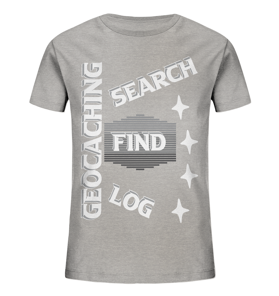 Geocaching-SEARCH-FIND-LOG, Cache Helles Disign Sterne - Kids Organic Shirt