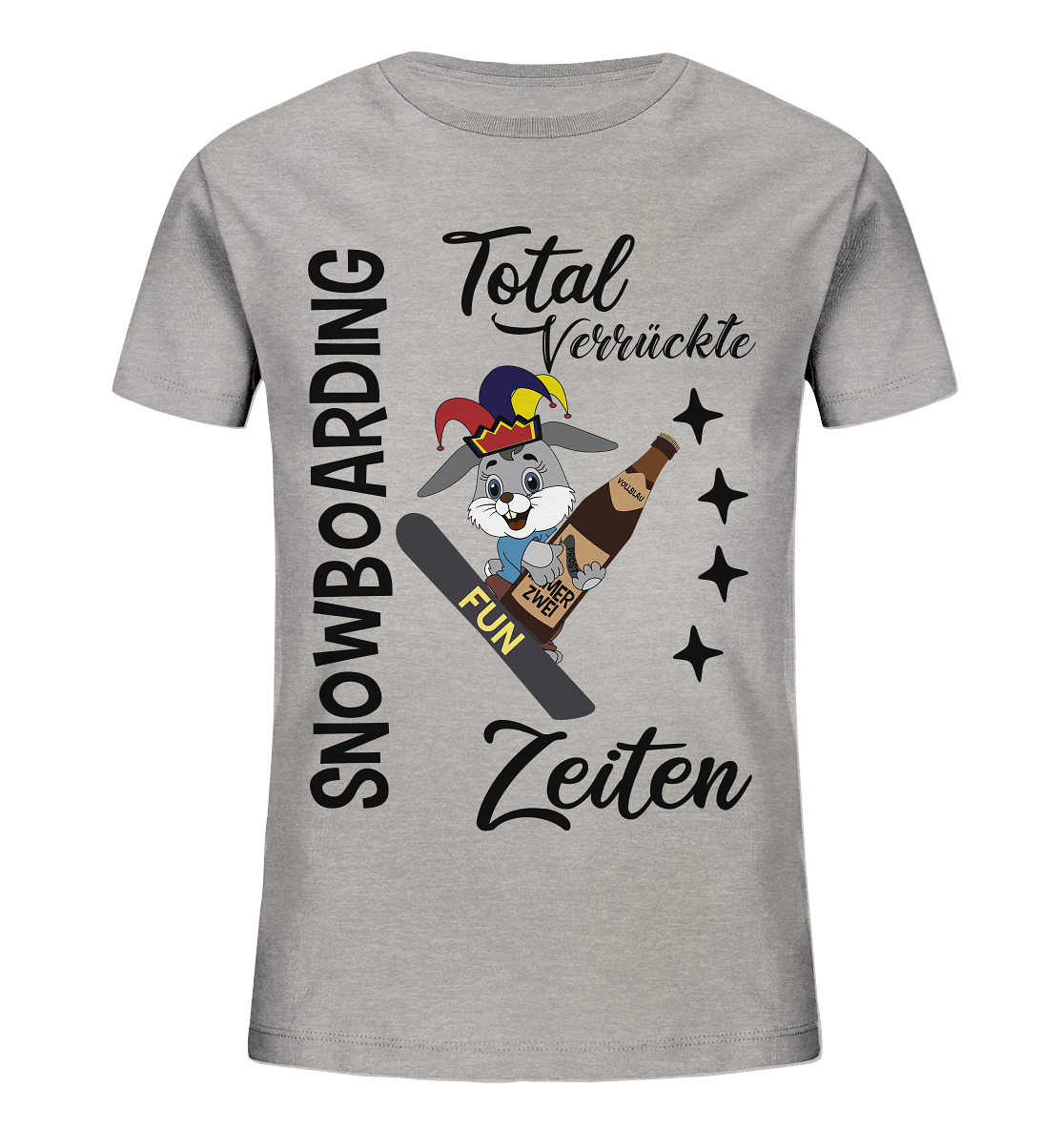 Snowboarding,verrückte Zeiten, Osterhase mit Bierflasche, Faschingsmütze - Kids Organic Shirt