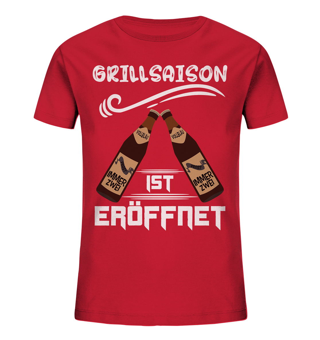 Grillsaison ist eröffnet, Grillen, Party, Feiern, Helles Design - Kids Organic Shirt