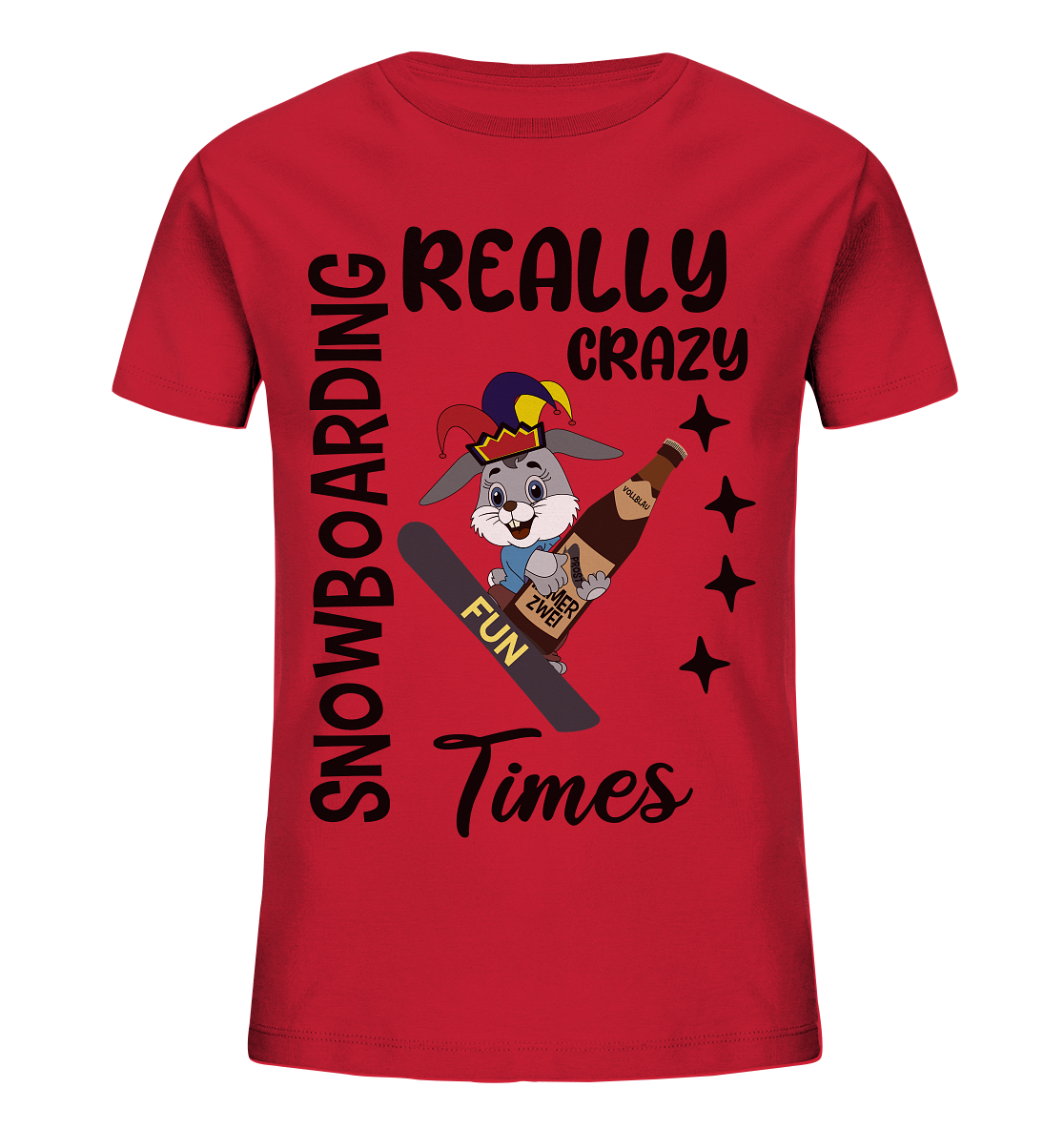 Snowboarding, really crazy, Osterhase mit Bierflasche  - Kids Organic Shirt