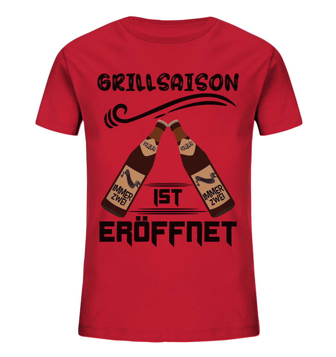 Grillsaison ist eröffnet, Grillen, Party, Feiern, Schwarzes Design - Kids Organic Shirt