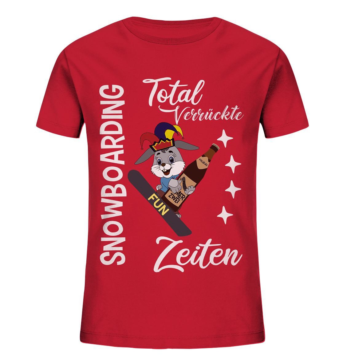 Snowboarding, verrückte Zeiten, Snowboarder, Osterhase - Kids Organic Shirt