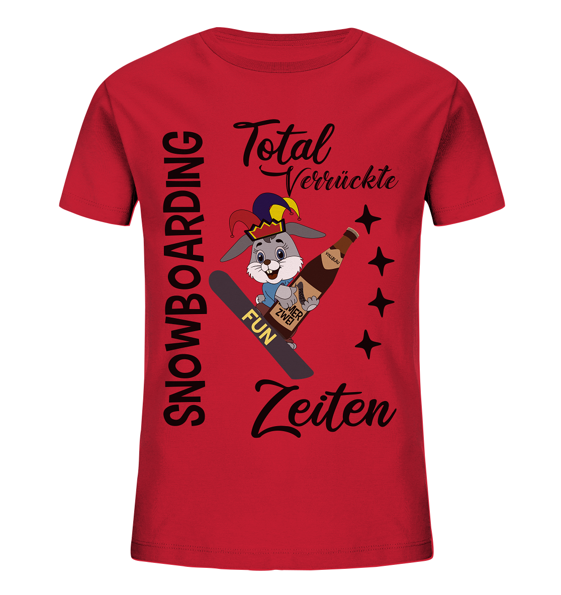 Snowboarding,verrückte Zeiten, Osterhase mit Bierflasche, Faschingsmütze - Kids Organic Shirt