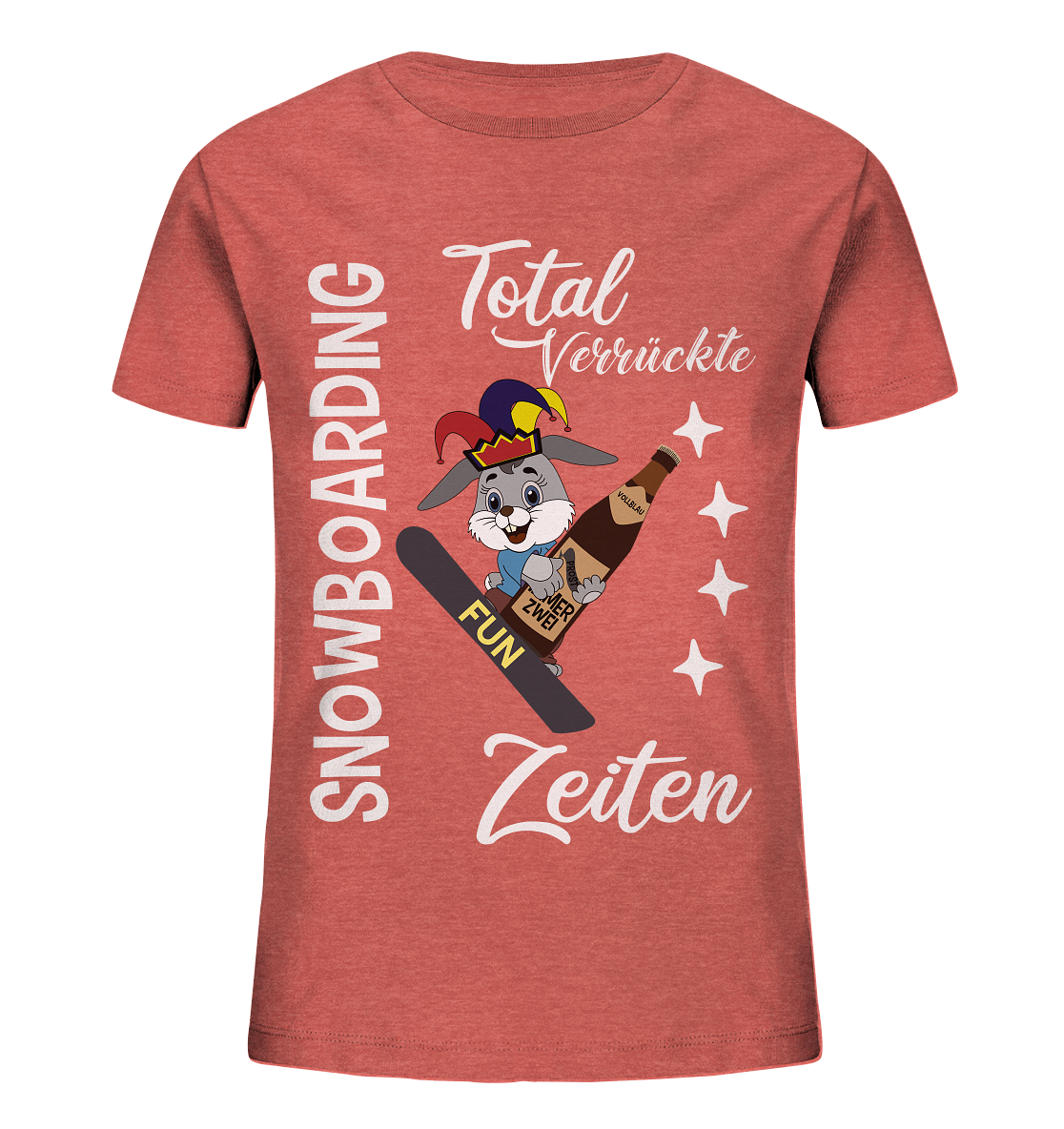 Snowboarding, verrückte Zeiten, Snowboarder, Osterhase - Kids Organic Shirt