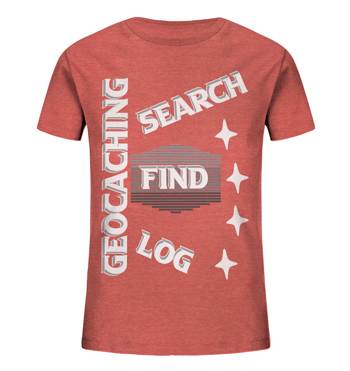 Geocaching-SEARCH-FIND-LOG, Cache Helles Disign Sterne - Kids Organic Shirt