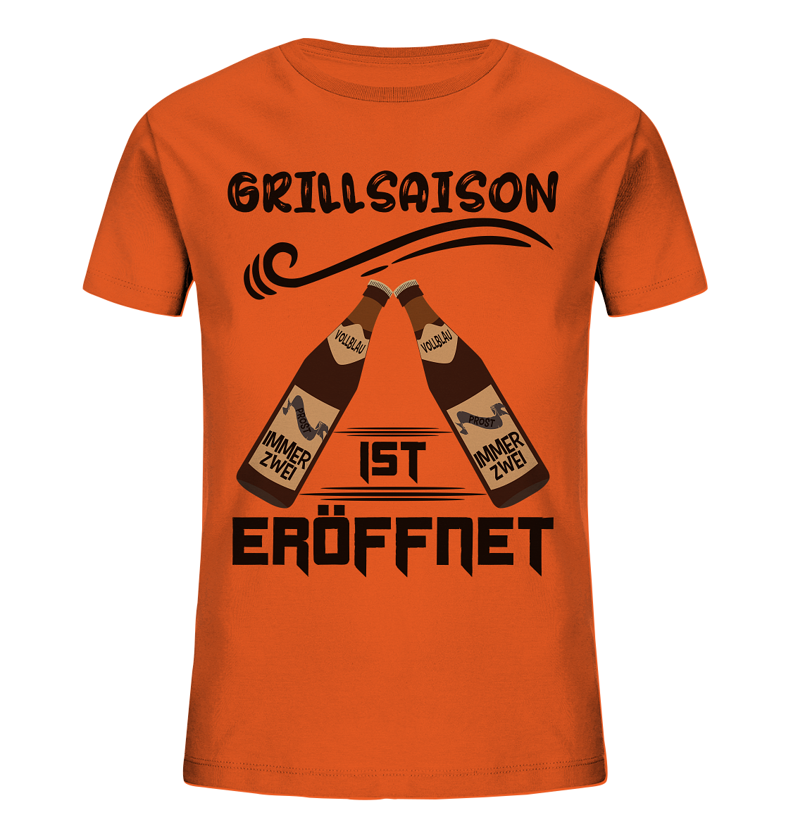 Grillsaison ist eröffnet, Grillen, Party, Feiern, Schwarzes Design - Kids Organic Shirt