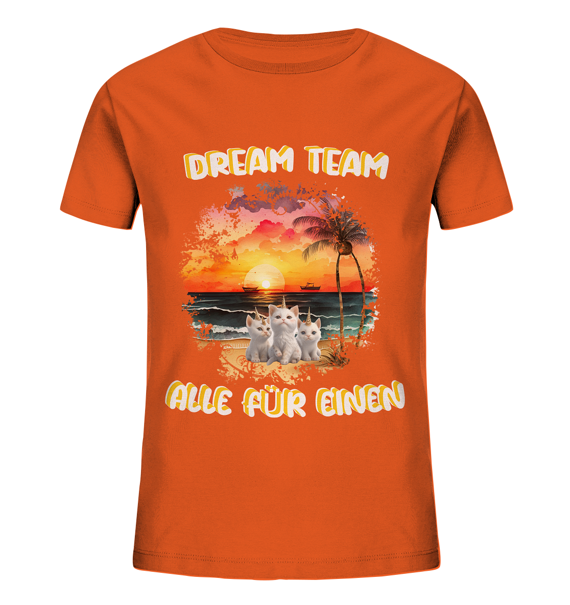 Dream Team, Einhorn Katzen Shirt, streetwear, casual t shirt, No 4 - Kids Organic Shirt