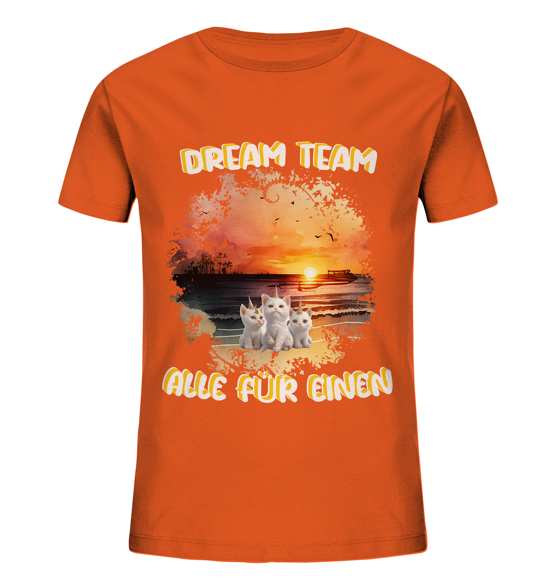 Dream Team, Einhorn Katzen Shirt, streetwear, casual t shirt, No 3 - Kids Organic Shirt