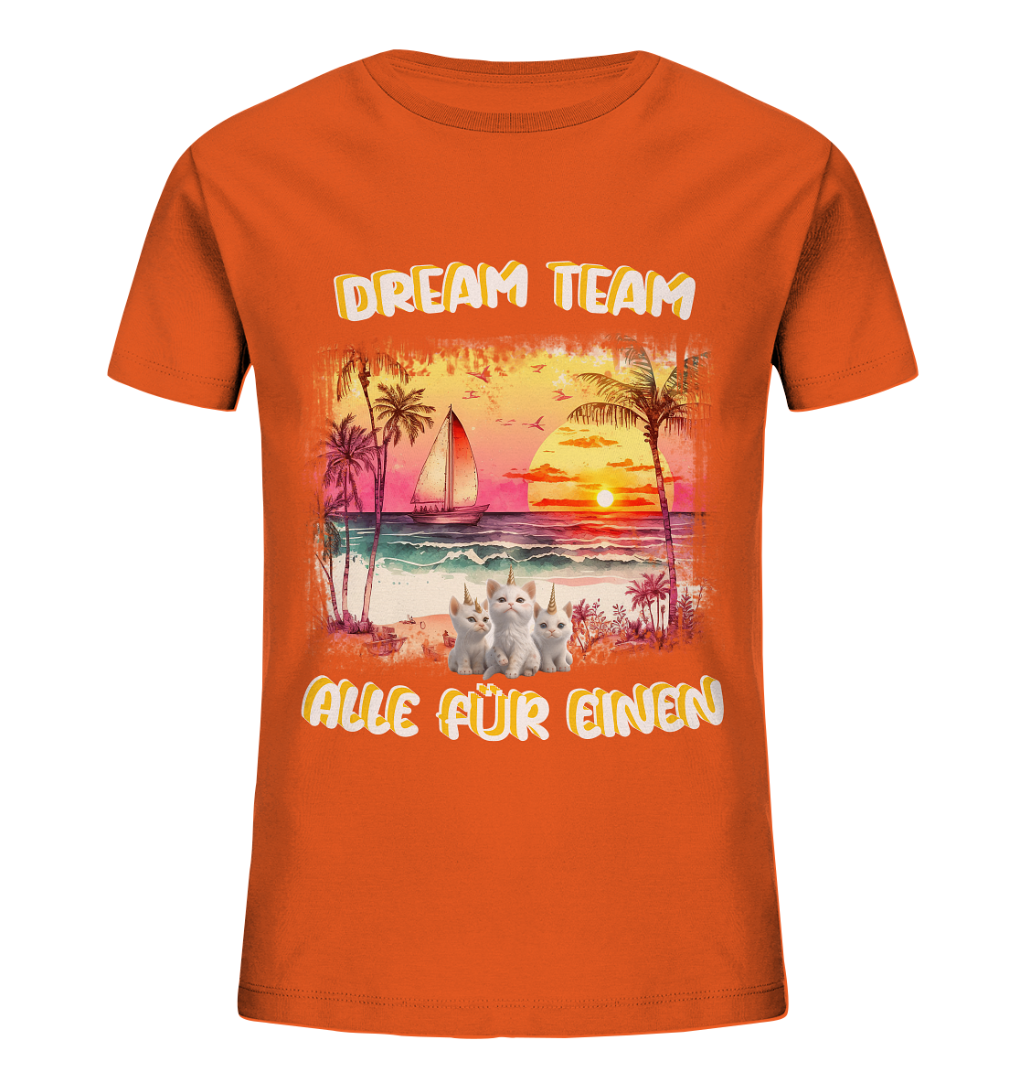 Dream Team, Einhorn Katzen Shirt, streetwear, casual t shirt, No 7 - Kids Organic Shirt