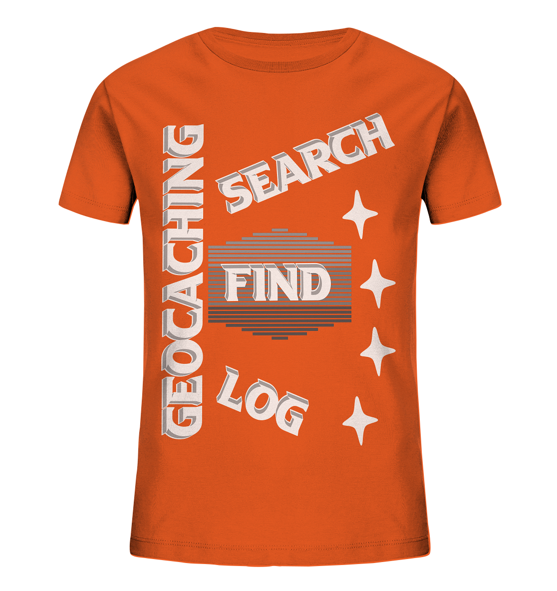 Geocaching-SEARCH-FIND-LOG, Cache Helles Disign Sterne - Kids Organic Shirt