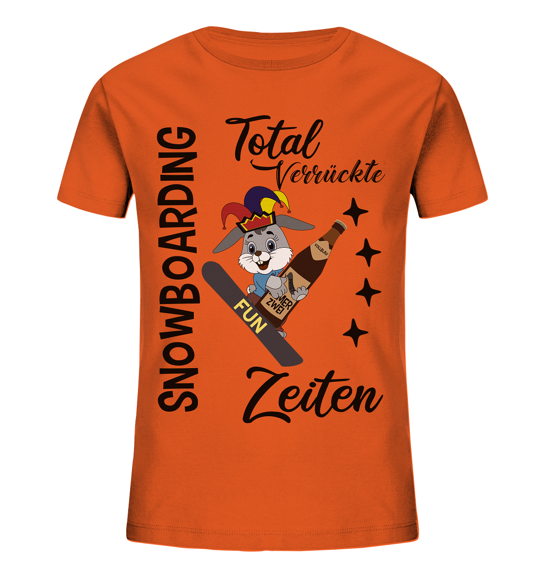 Snowboarding,verrückte Zeiten, Osterhase mit Bierflasche, Faschingsmütze - Kids Organic Shirt