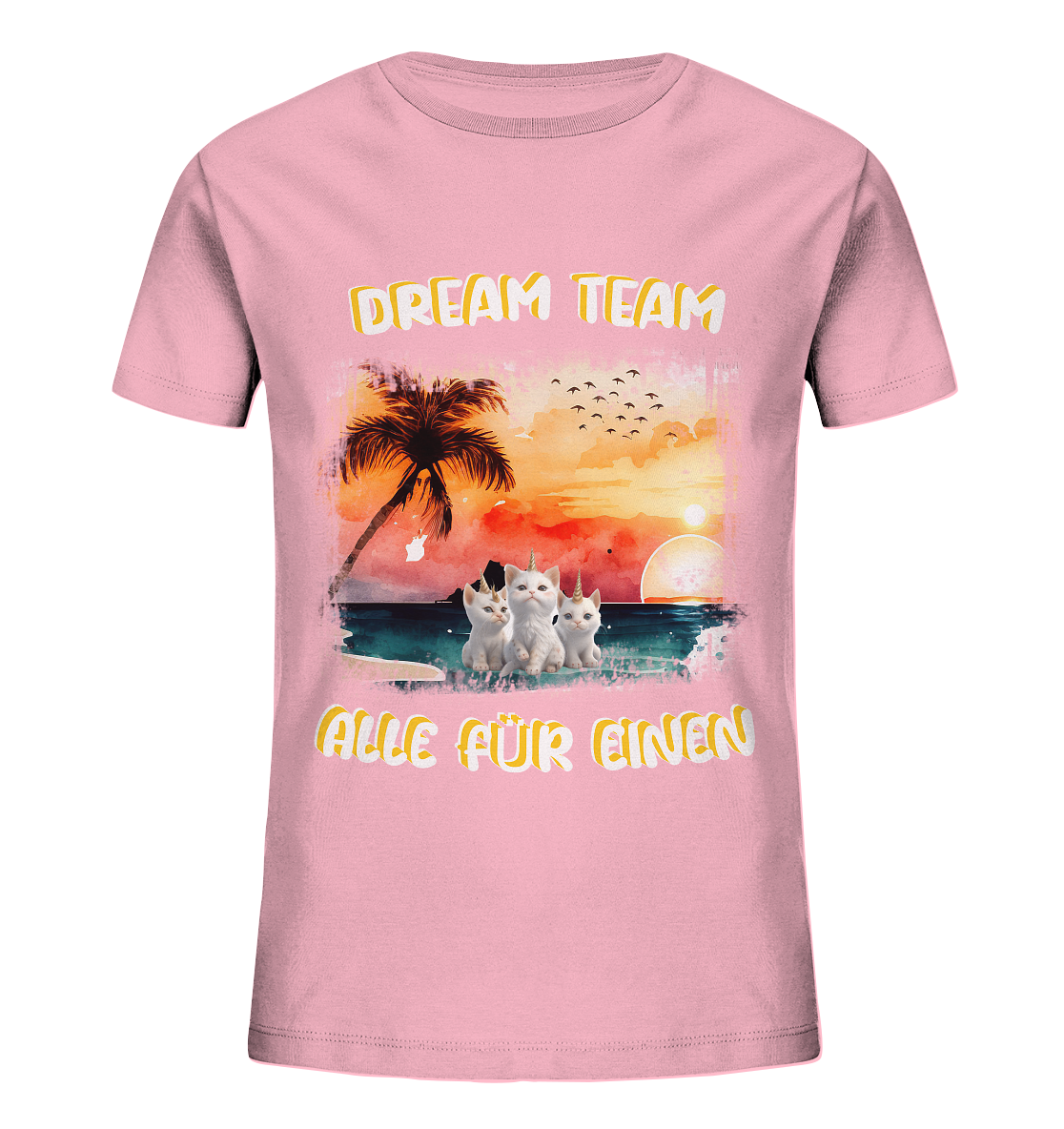 Dream Team, Einhorn Katzen Shirt, streetwear, casual t shirt, No 2 - Kids Organic Shirt