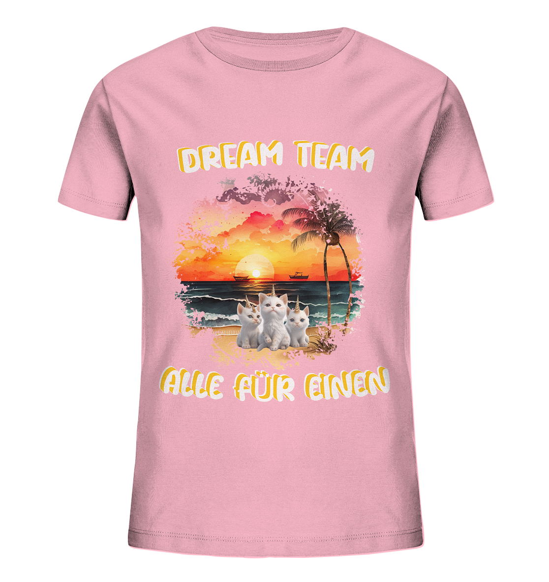 Dream Team, Einhorn Katzen Shirt, streetwear, casual t shirt, No 4 - Kids Organic Shirt