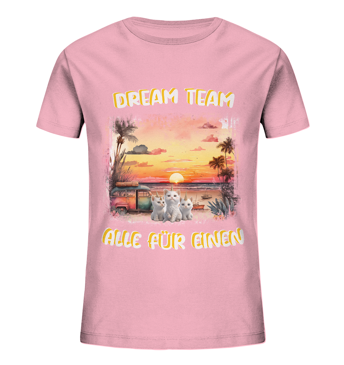 Dream Team, Einhorn Katzen Shirt, streetwear, casual t shirt, No 5 - Kids Organic Shirt