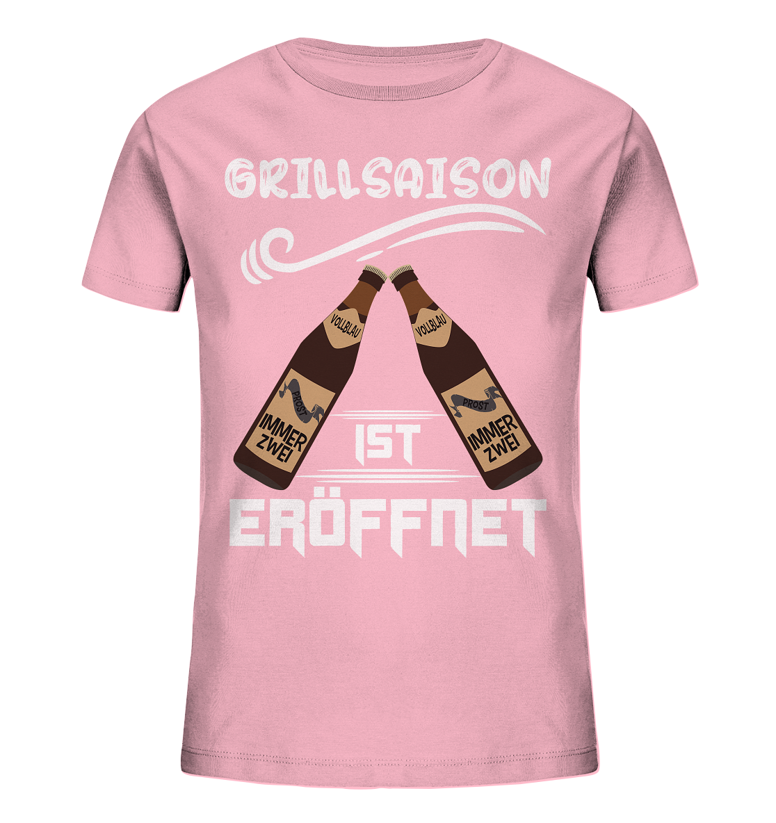 Grillsaison ist eröffnet, Grillen, Party, Feiern, Helles Design - Kids Organic Shirt