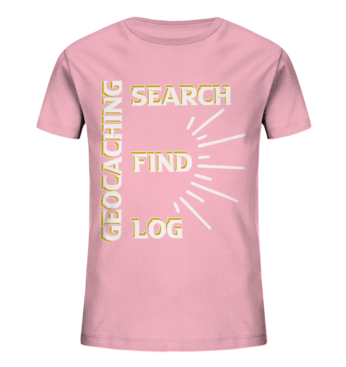 Geocaching-SEARCH-FIND-LOG, Cache Helles Disign - Kids Organic Shirt