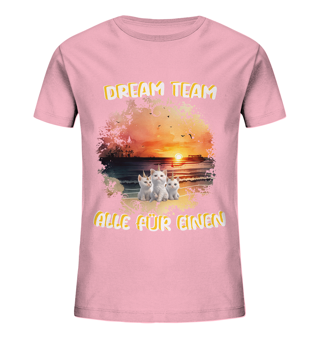 Dream Team, Einhorn Katzen Shirt, streetwear, casual t shirt, No 3 - Kids Organic Shirt