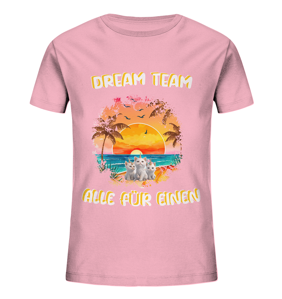 Dream Team, Einhorn Katzen Shirt, streetwear, casual t shirt - Kids Organic Shirt