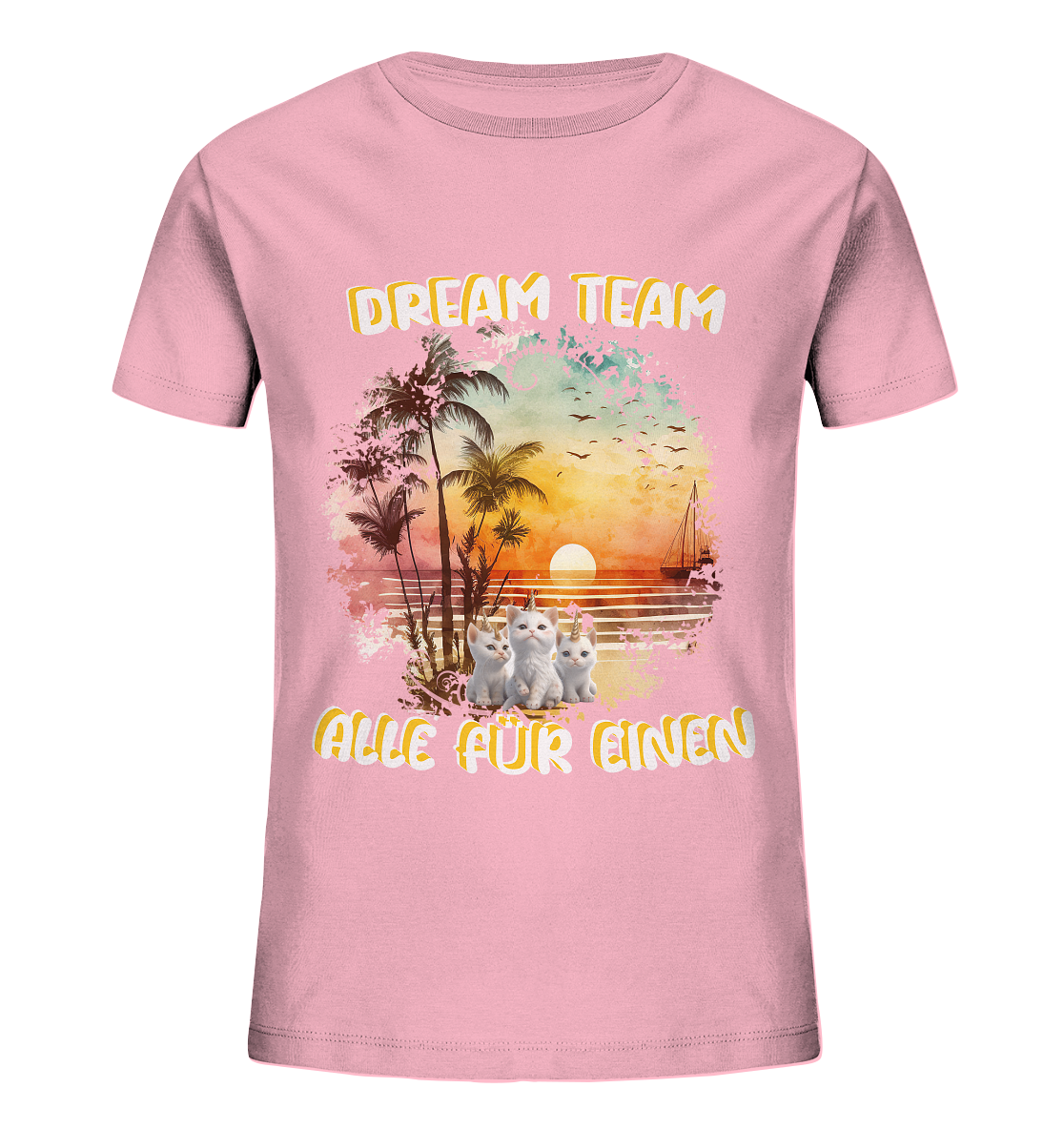 Dream Team, Einhorn Katzen Shirt, streetwear, casual t shirt, No 6 - Kids Organic Shirt