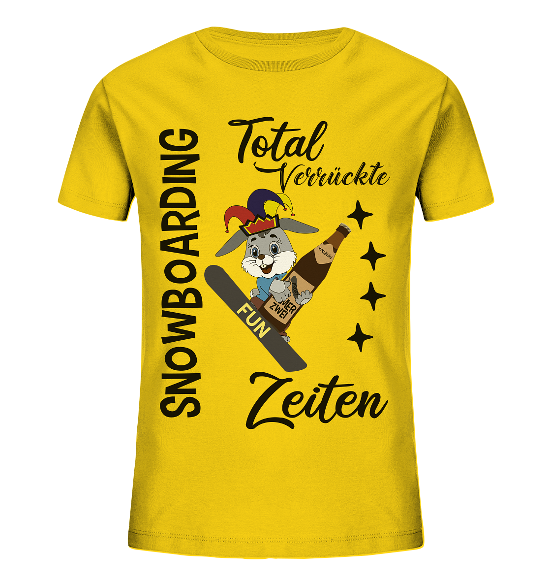 Snowboarding,verrückte Zeiten, Osterhase mit Bierflasche, Faschingsmütze - Kids Organic Shirt