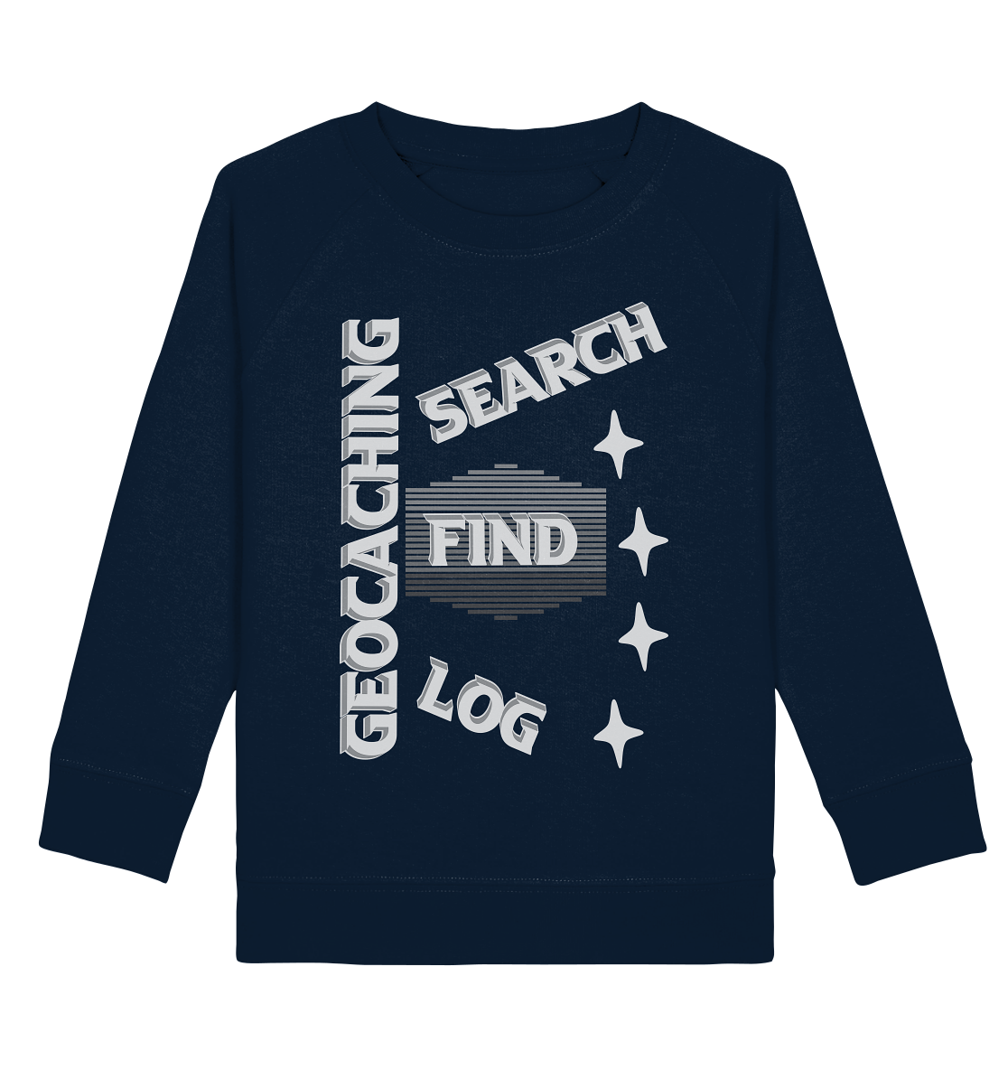 Geocaching-SEARCH-FIND-LOG, Cache Helles Disign Sterne - Kids Organic Sweatshirt