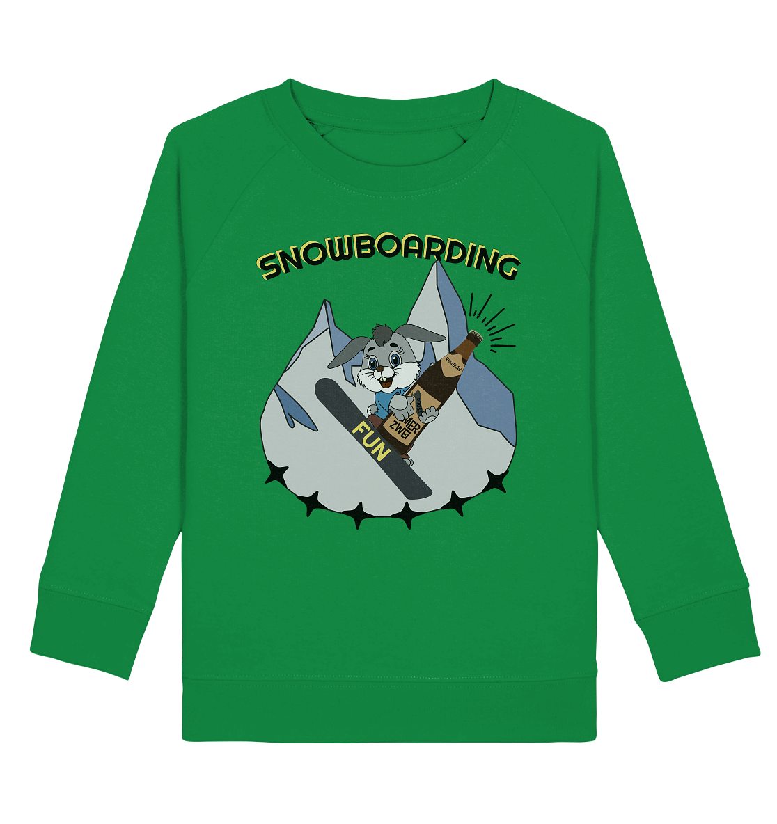 Snowboarding, Apres- Ski, Snowboard, Skihase und Bier - Kids Organic Sweatshirt