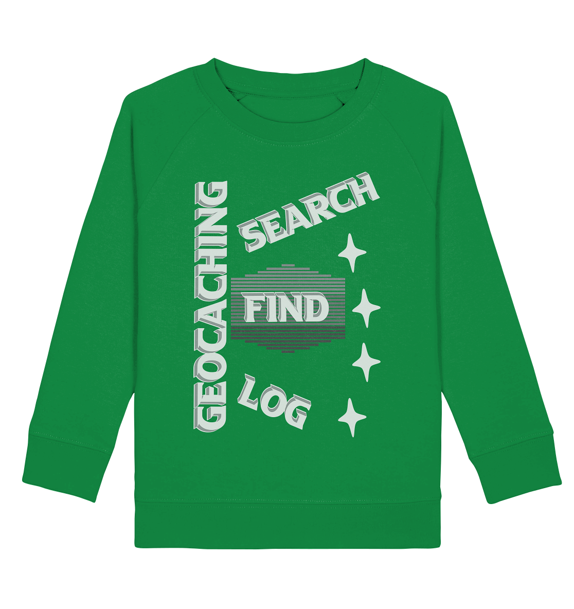 Geocaching-SEARCH-FIND-LOG, Cache Helles Disign Sterne - Kids Organic Sweatshirt