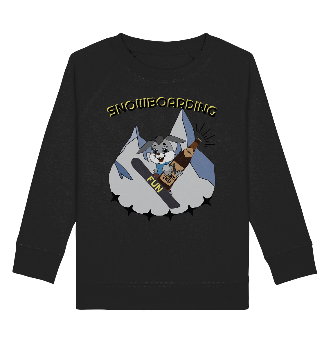 Snowboarding, Apres- Ski, Snowboard, Skihase und Bier - Kids Organic Sweatshirt