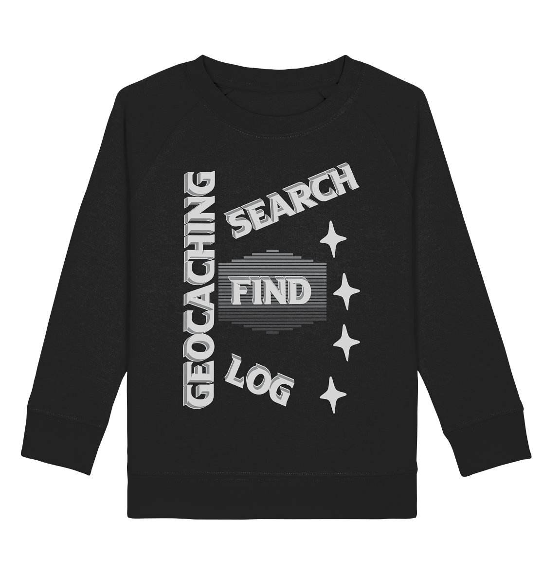 Geocaching-SEARCH-FIND-LOG, Cache Helles Disign Sterne - Kids Organic Sweatshirt