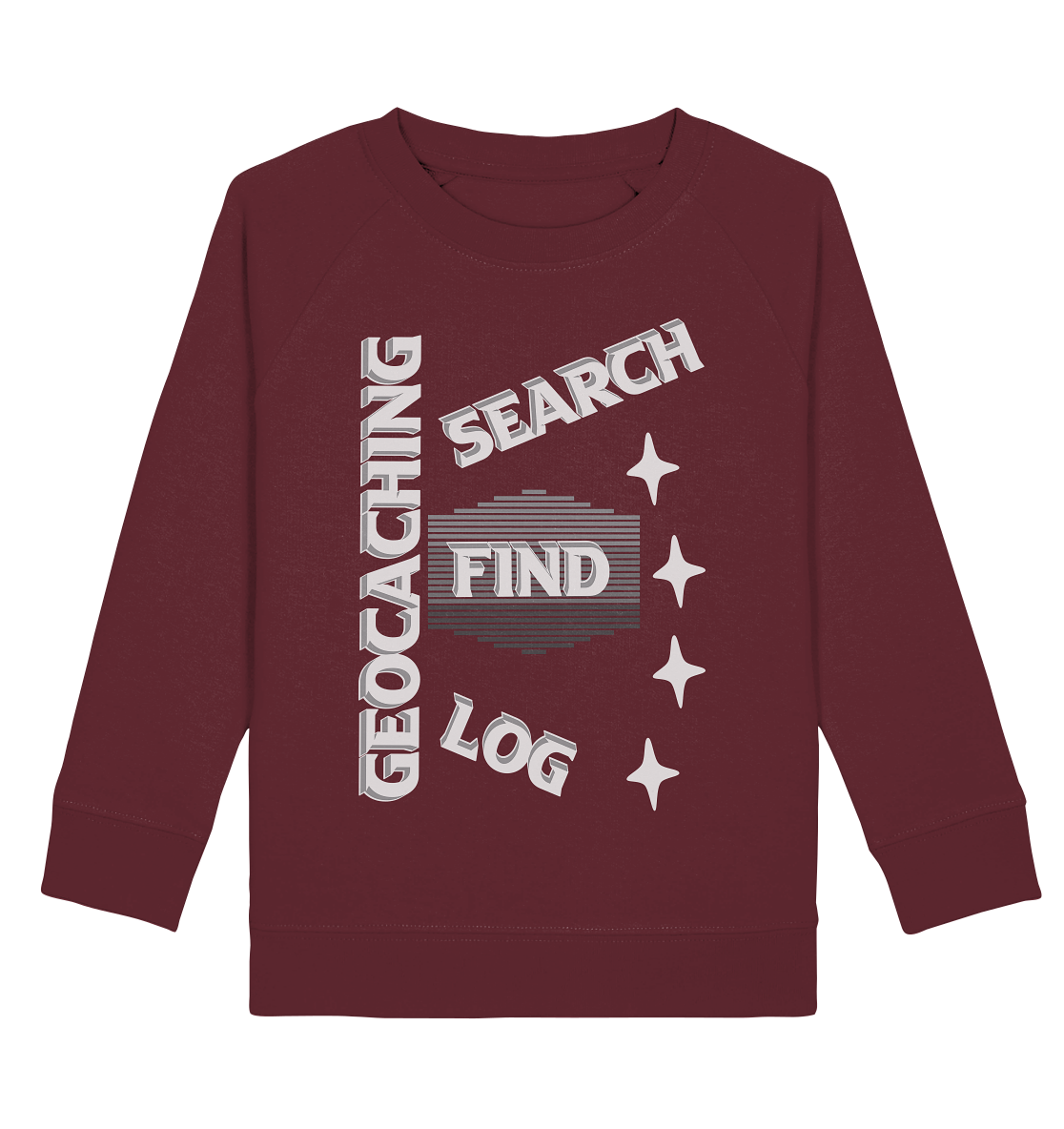 Geocaching-SEARCH-FIND-LOG, Cache Helles Disign Sterne - Kids Organic Sweatshirt