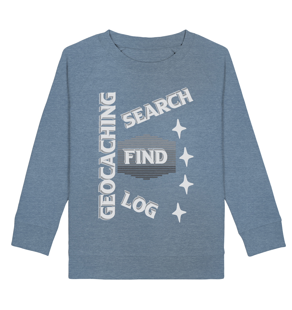 Geocaching-SEARCH-FIND-LOG, Cache Helles Disign Sterne - Kids Organic Sweatshirt