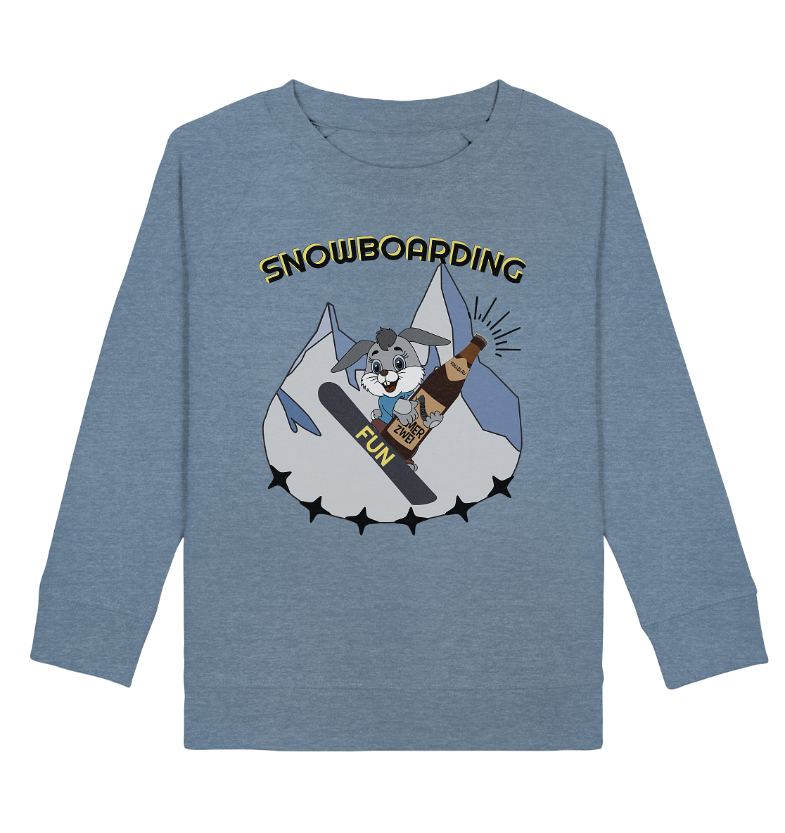 Snowboarding, Apres- Ski, Snowboard, Skihase und Bier - Kids Organic Sweatshirt