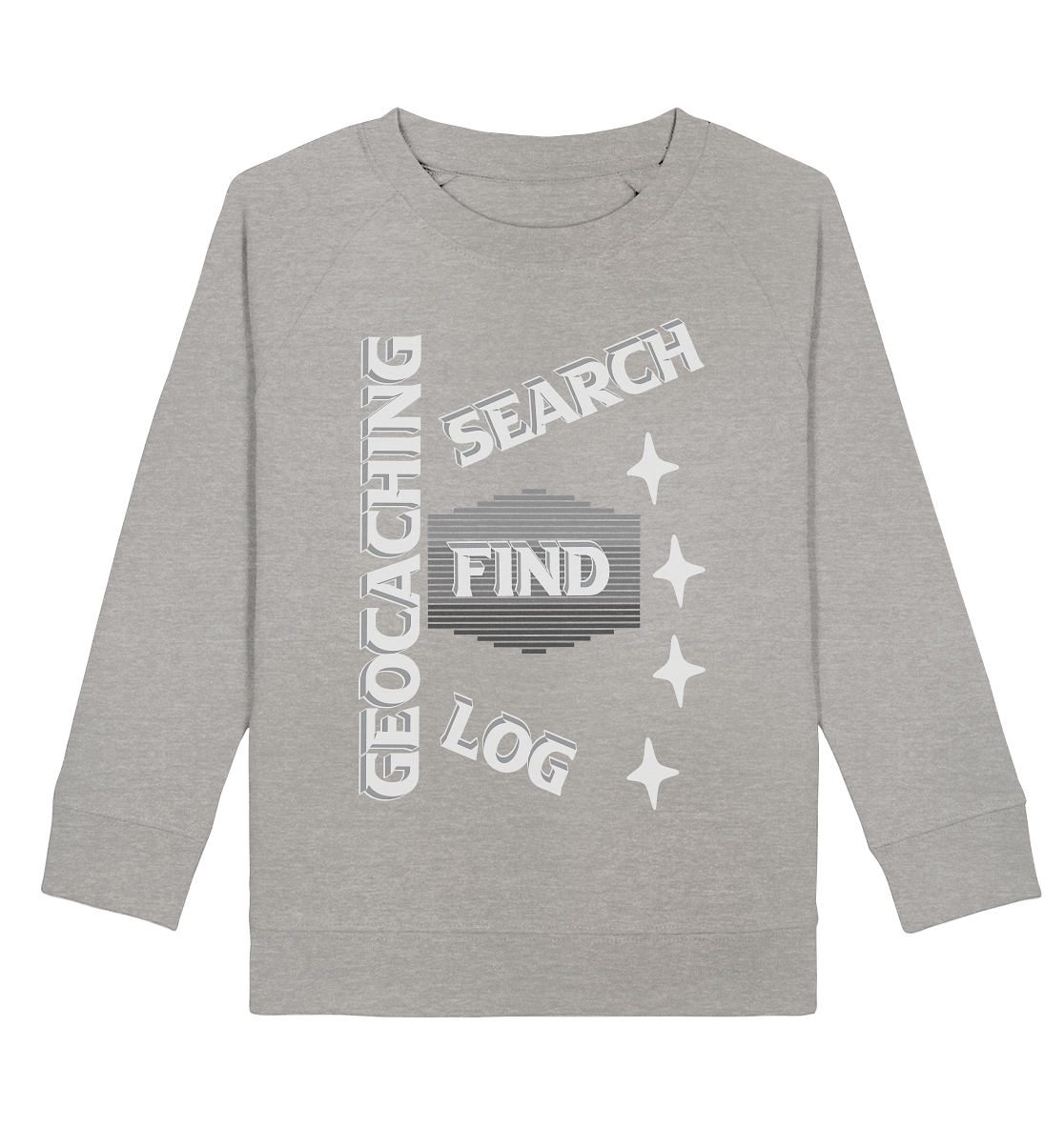 Geocaching-SEARCH-FIND-LOG, Cache Helles Disign Sterne - Kids Organic Sweatshirt