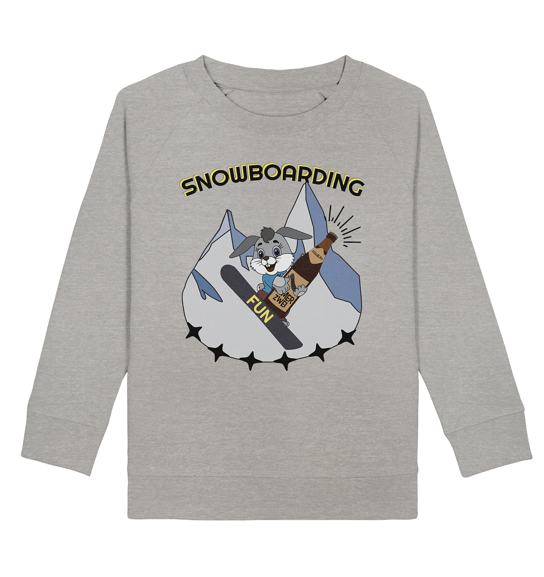 Snowboarding, Apres- Ski, Snowboard, Skihase und Bier - Kids Organic Sweatshirt