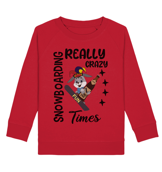 Snowboarding, really crazy, Osterhase mit Bierflasche  - Kids Organic Sweatshirt