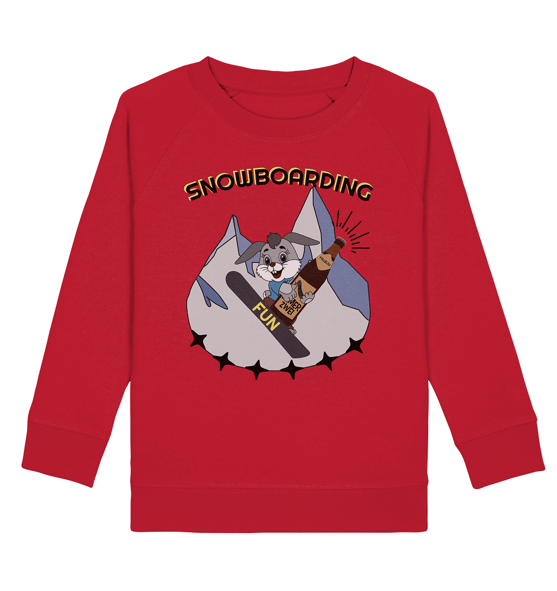 Snowboarding, Apres- Ski, Snowboard, Skihase und Bier - Kids Organic Sweatshirt