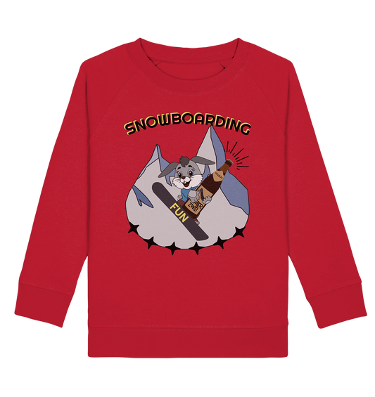 Snowboarding, Apres- Ski, Snowboard, Skihase und Bier - Kids Organic Sweatshirt