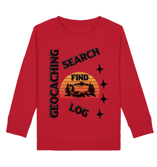 Geocaching, Suchen, Finden und Log, Geocache Schwarzes Design Mounten - Kids Organic Sweatshirt