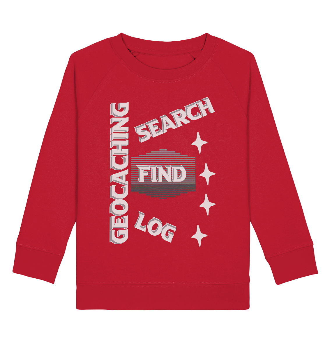 Geocaching-SEARCH-FIND-LOG, Cache Helles Disign Sterne - Kids Organic Sweatshirt