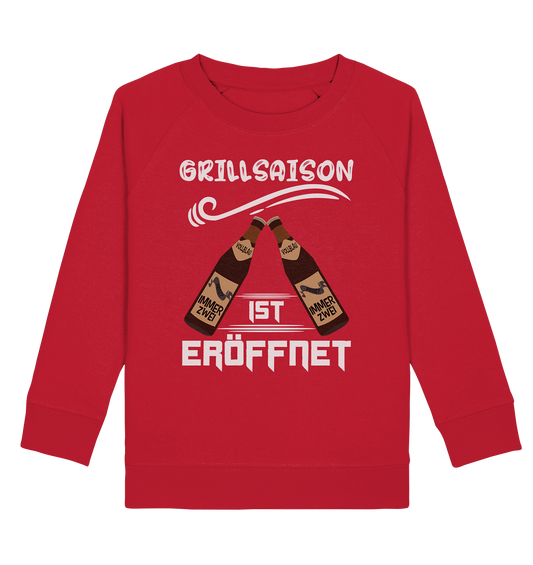 Grillsaison ist eröffnet, Grillen, Party, Feiern, Helles Design - Kids Organic Sweatshirt