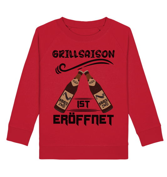 Grillsaison ist eröffnet, Grillen, Party, Feiern, Schwarzes Design - Kids Organic Sweatshirt