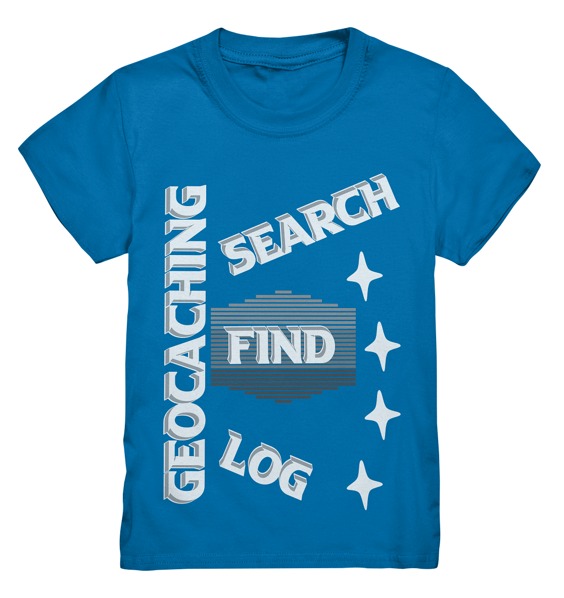 Geocaching-SEARCH-FIND-LOG, Cache Helles Disign Sterne - Kids Premium Shirt