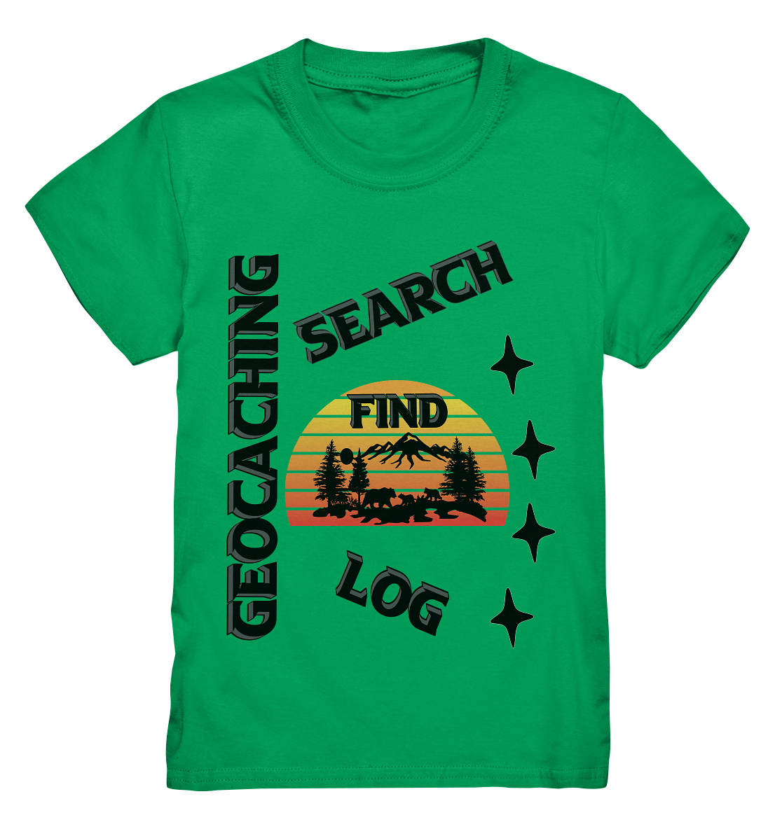 Geocaching, Suchen, Finden und Log, Geocache Schwarzes Design Mounten - Kids Premium Shirt