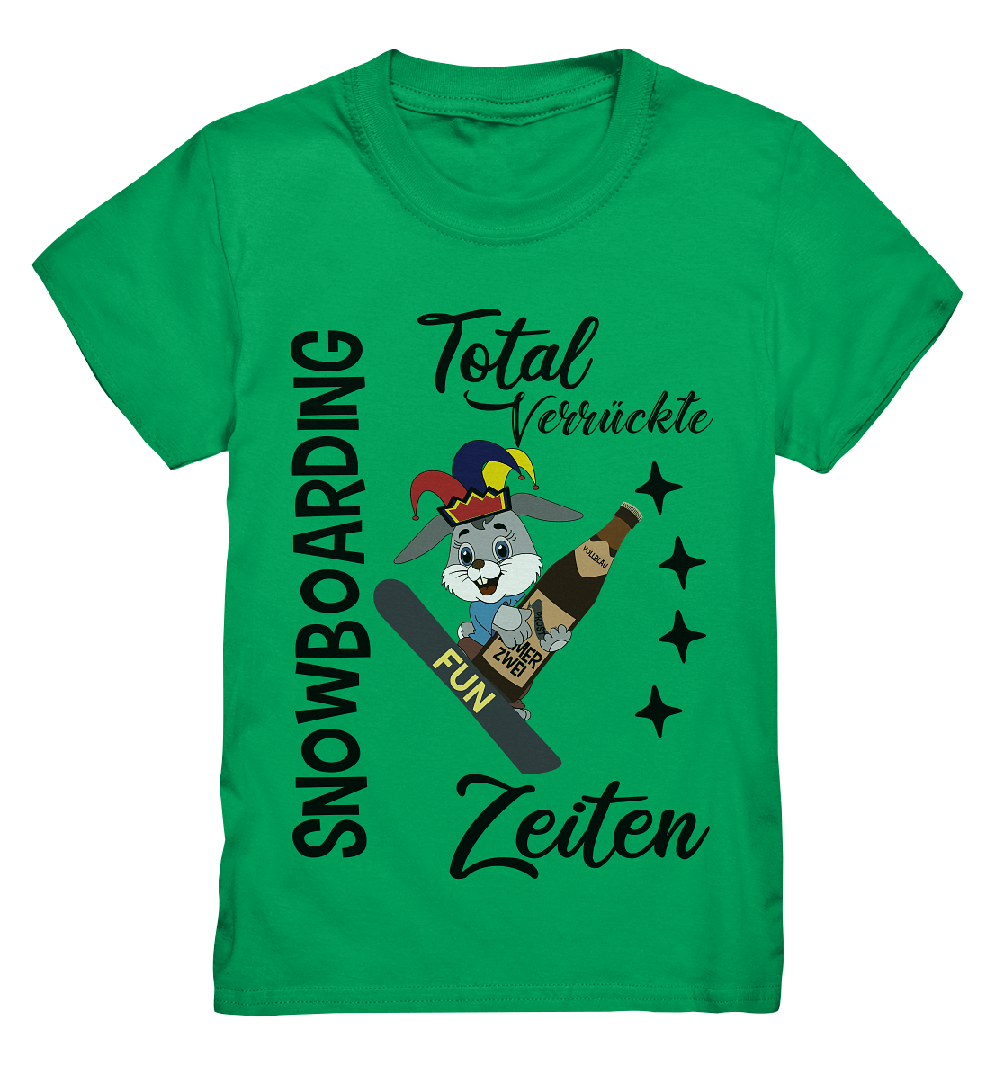 Snowboarding,verrückte Zeiten, Osterhase mit Bierflasche, Faschingsmütze - Kids Premium Shirt