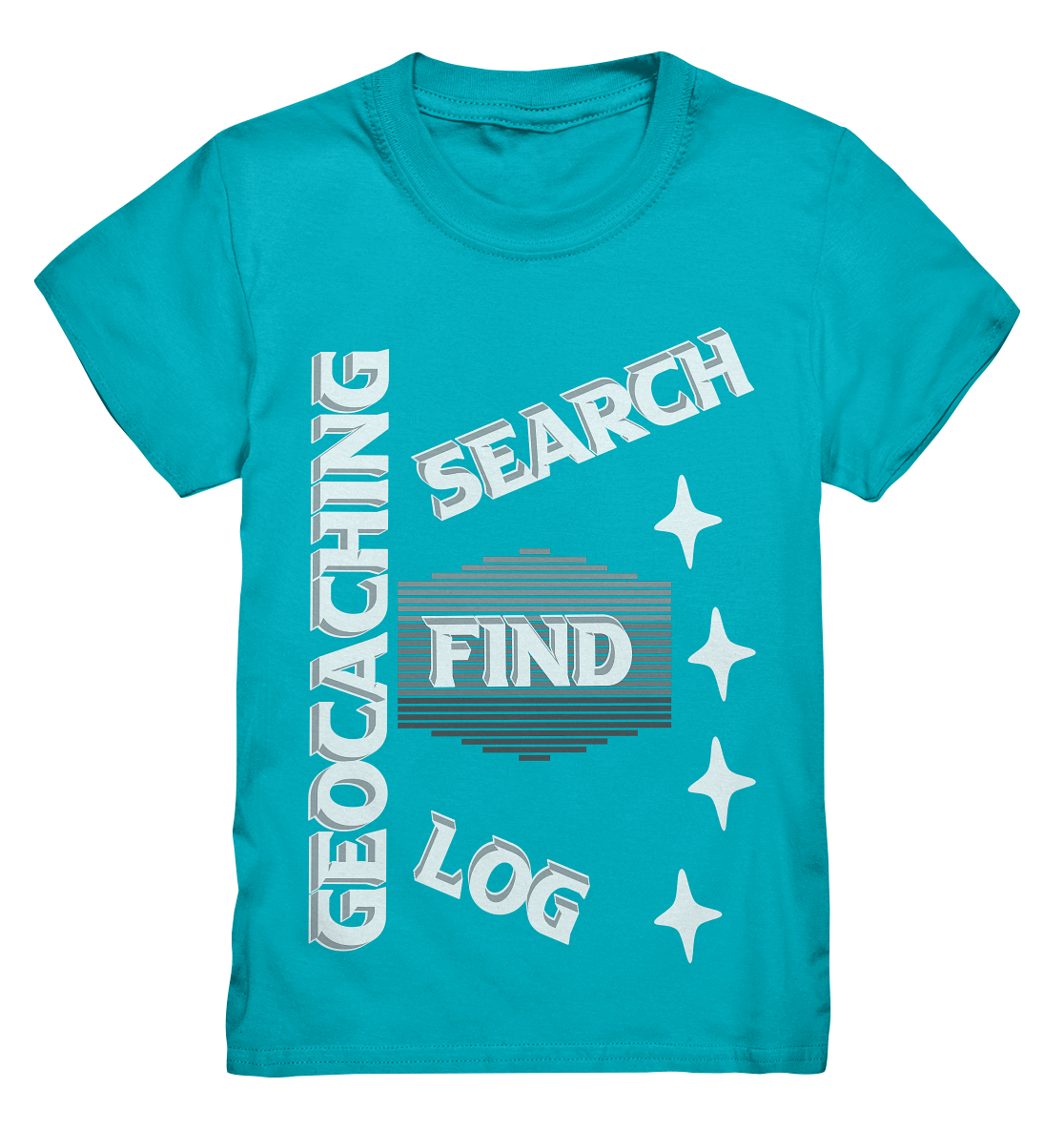 Geocaching-SEARCH-FIND-LOG, Cache Helles Disign Sterne - Kids Premium Shirt