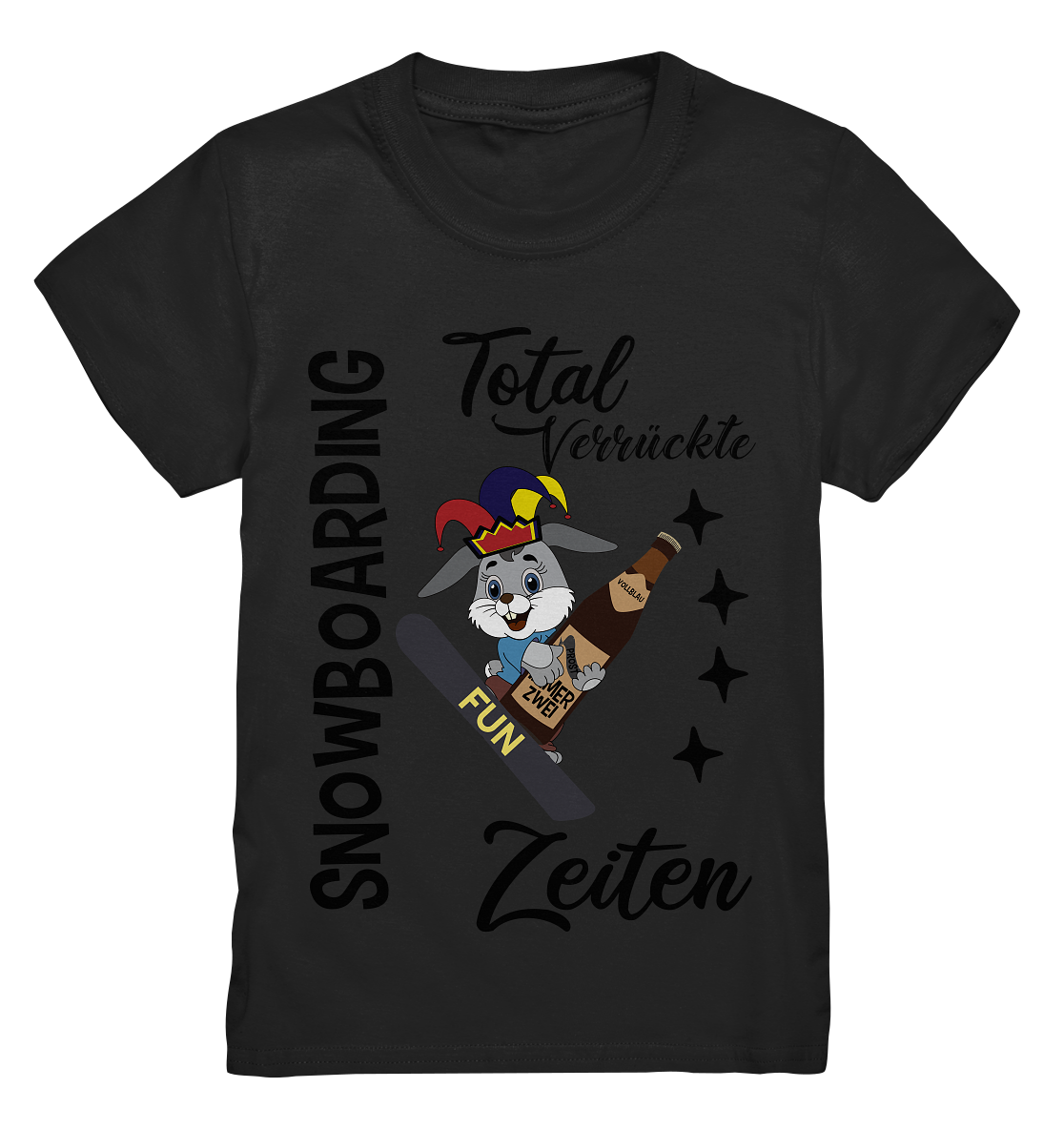 Snowboarding,verrückte Zeiten, Osterhase mit Bierflasche, Faschingsmütze - Kids Premium Shirt