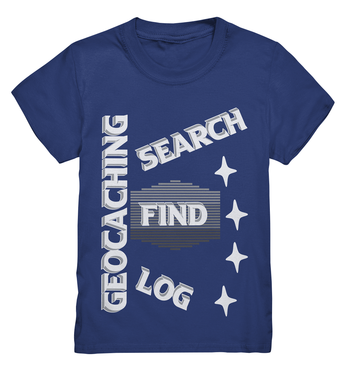 Geocaching-SEARCH-FIND-LOG, Cache Helles Disign Sterne - Kids Premium Shirt