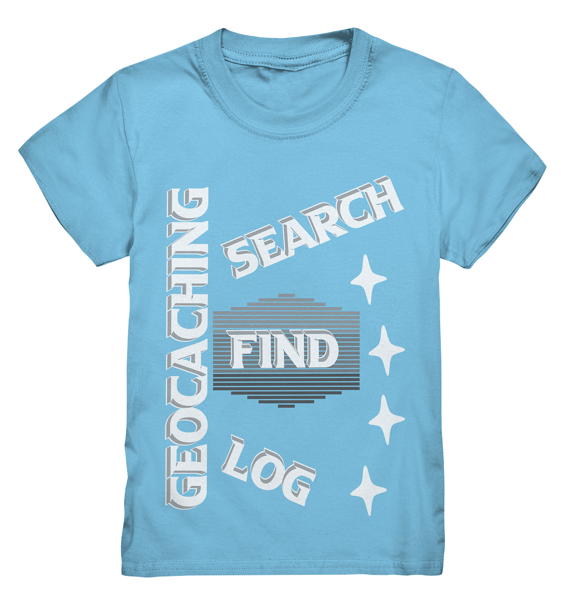 Geocaching-SEARCH-FIND-LOG, Cache Helles Disign Sterne - Kids Premium Shirt