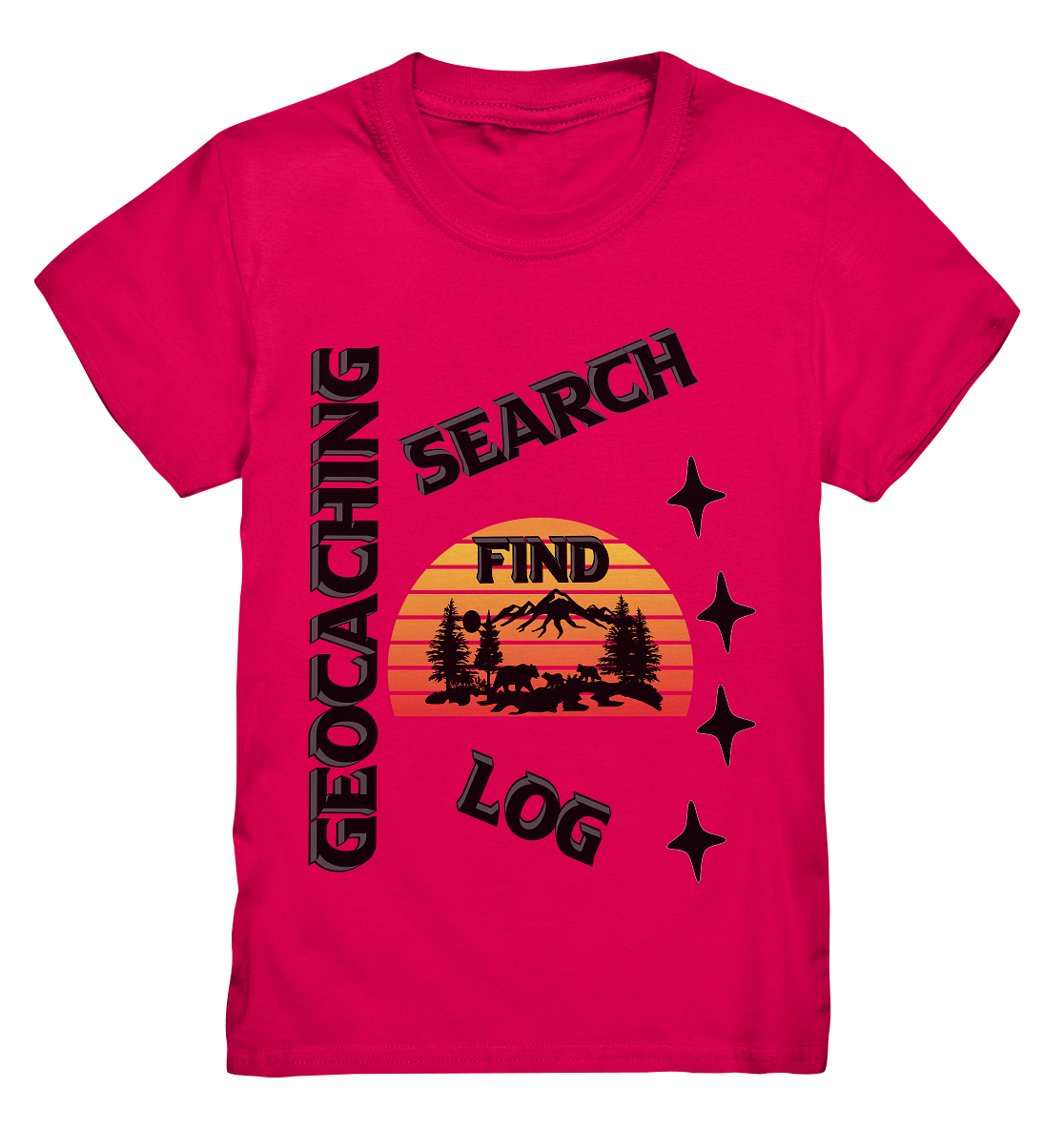 Geocaching, Suchen, Finden und Log, Geocache Schwarzes Design Mounten - Kids Premium Shirt