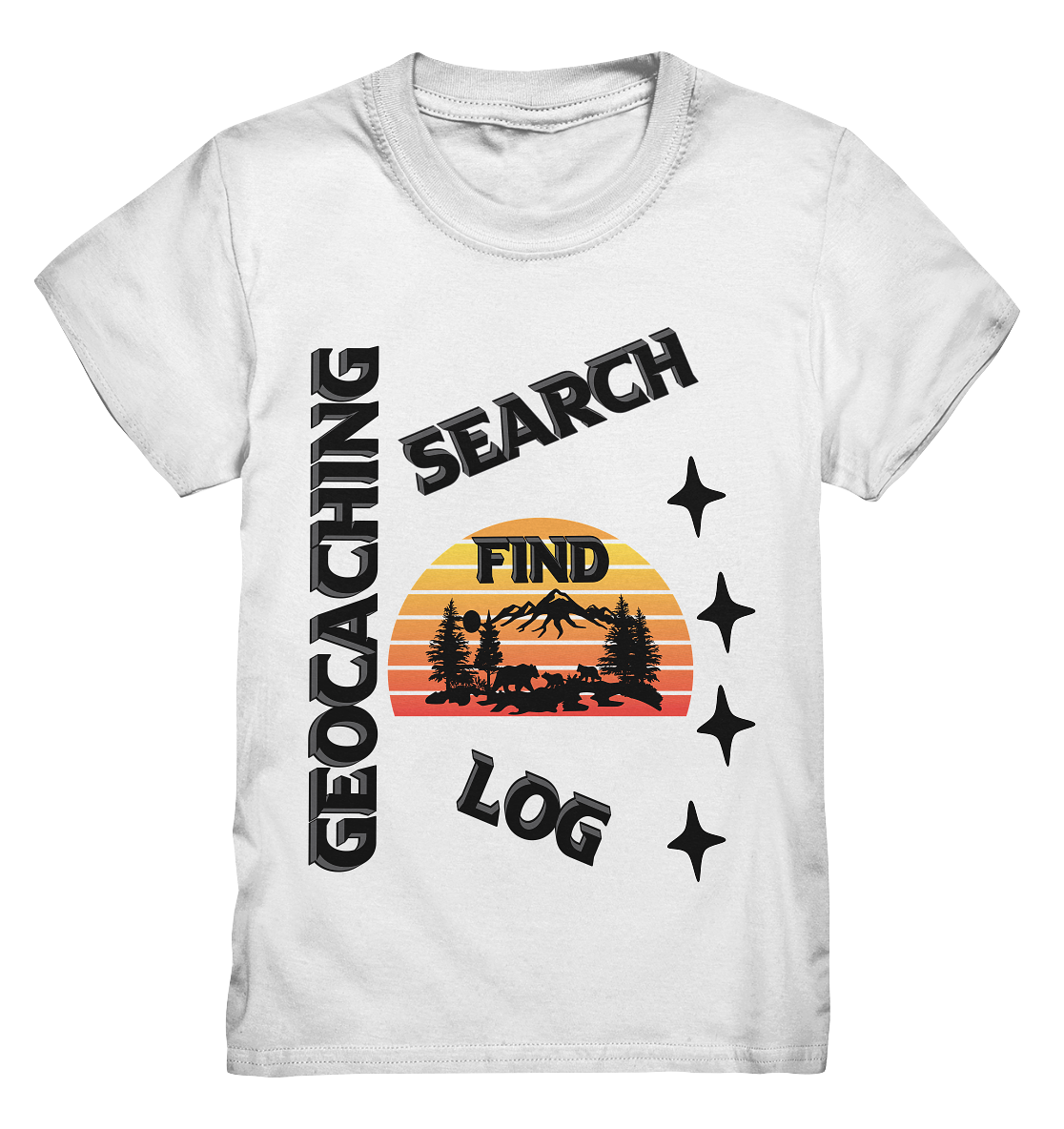 Geocaching, Suchen, Finden und Log, Geocache Schwarzes Design Mounten - Kids Premium Shirt